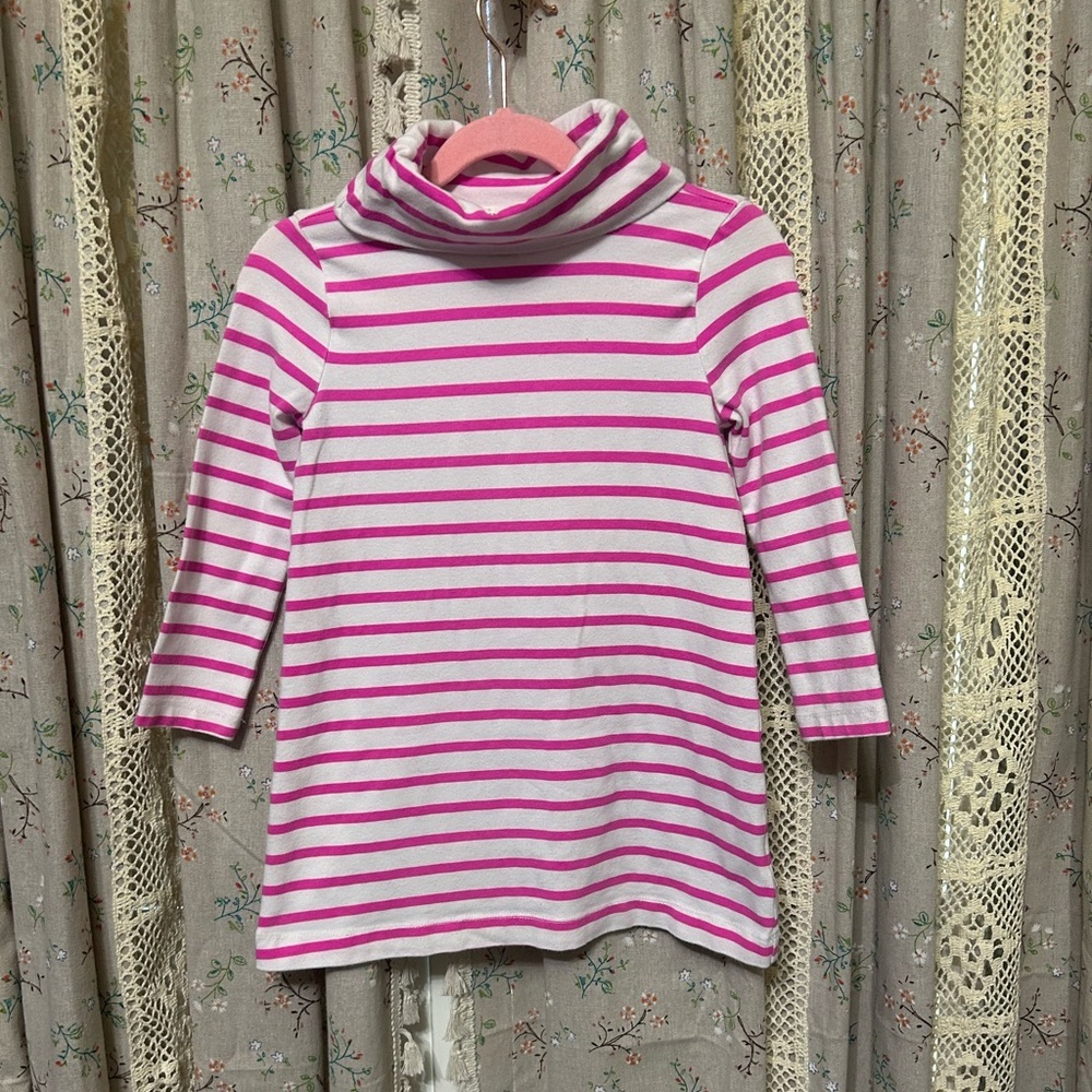 3/$30 Crewcuts J. Crew Pink Striped Turtleneck Long Sleeve Knit Dress Girl's 3